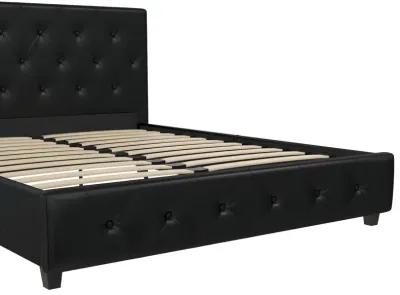 Dakota Upholstered Platform Bed With Diamond Button Tufted Heaboard