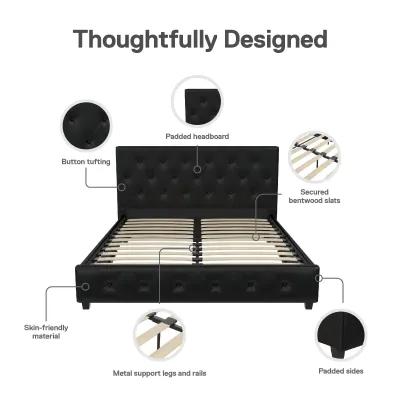 Dakota Upholstered Platform Bed With Diamond Button Tufted Heaboard