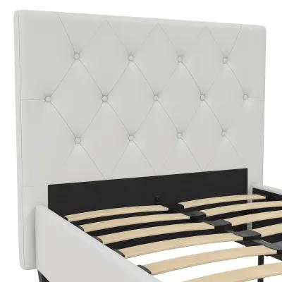 Dakota Upholstered Platform Bed With Diamond Button Tufted Heaboard