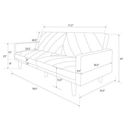 Paxson Futon with Solid Wood Legs and Diagonal Design