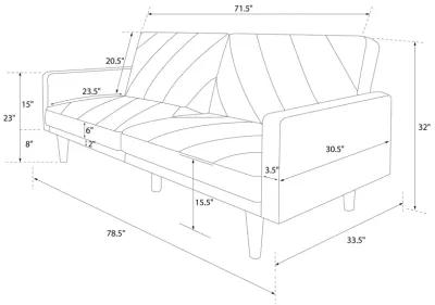 Paxson Futon with Solid Wood Legs and Diagonal Design