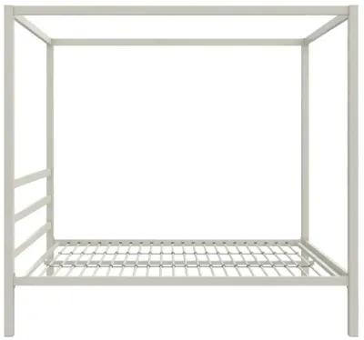 Modern Metal Canopy Bed with Sleek Built-In Headboard