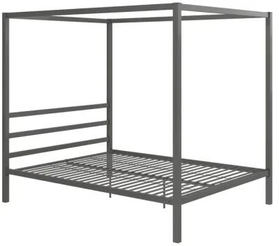 Modern Metal Canopy Bed with Sleek Built-In Headboard