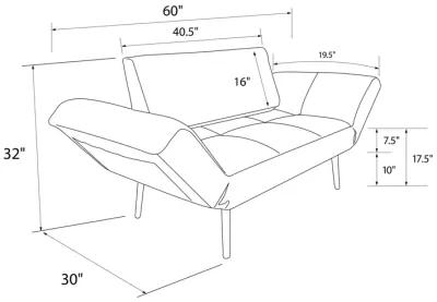 Euro Futon with Magazine Storage with Multiple Seating Positions