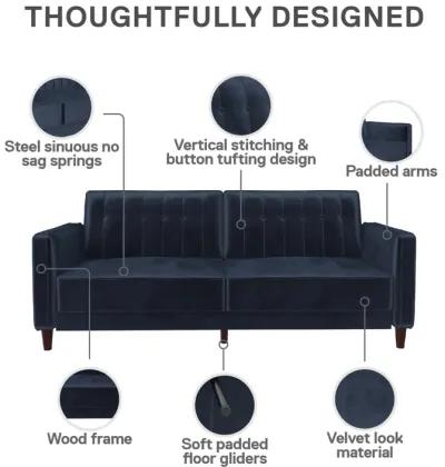 Pin Tufted Transitional Futon with Vertical Stitching and Button Tufting