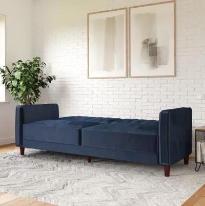 Pin Tufted Transitional Futon with Vertical Stitching and Button Tufting