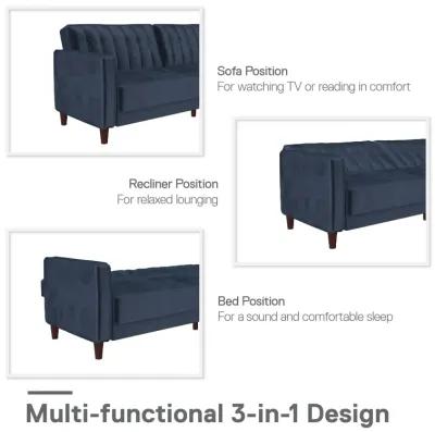 Pin Tufted Transitional Futon with Vertical Stitching and Button Tufting