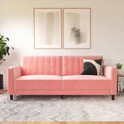 Pin Tufted Transitional Futon with Vertical Stitching and Button Tufting