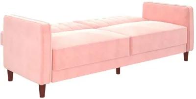 Pin Tufted Transitional Futon with Vertical Stitching and Button Tufting