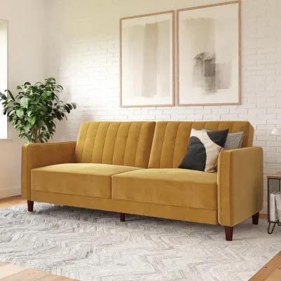 Pin Tufted Transitional Futon with Vertical Stitching and Button Tufting