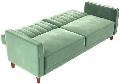 Pin Tufted Transitional Futon with Vertical Stitching and Button Tufting