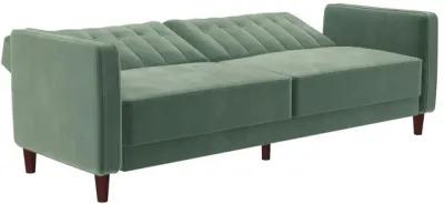 Pin Tufted Transitional Futon with Vertical Stitching and Button Tufting