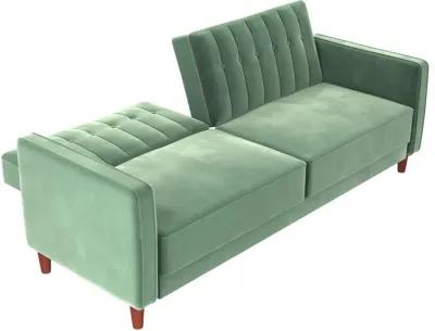 Pin Tufted Transitional Futon with Vertical Stitching and Button Tufting