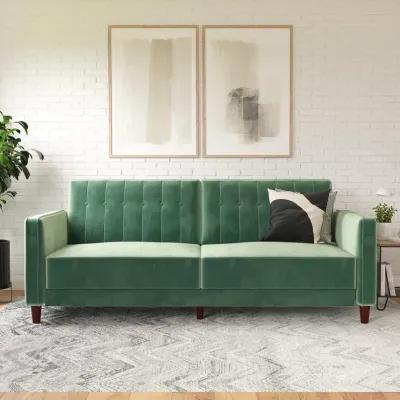 Pin Tufted Transitional Futon with Vertical Stitching and Button Tufting