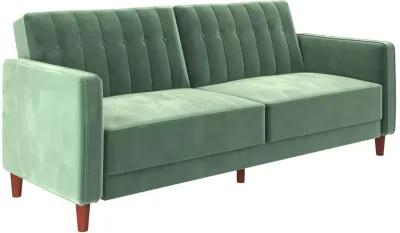 Pin Tufted Transitional Futon with Vertical Stitching and Button Tufting