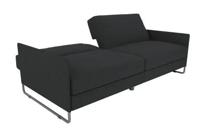 Pembroke Convertible Futon with Armrests and Metal Sleigh Legs