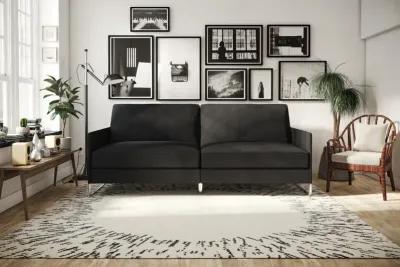 Pembroke Convertible Futon with Armrests and Metal Sleigh Legs