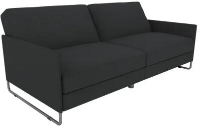 Pembroke Convertible Futon with Armrests and Metal Sleigh Legs