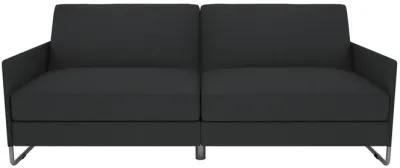 Pembroke Convertible Futon with Armrests and Metal Sleigh Legs