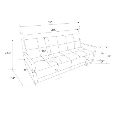 Andora Tufted Upholstered Coil Futon with Wooden Legs