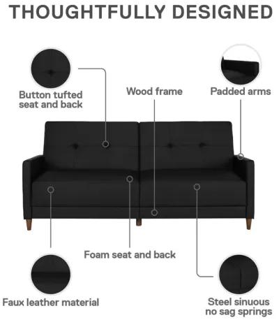 Andora Tufted Upholstered Coil Futon with Wooden Legs