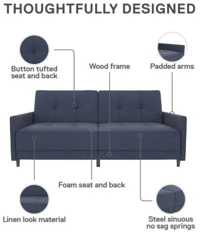 Andora Tufted Upholstered Coil Futon with Wooden Legs