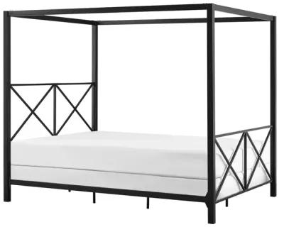 Rosedale Metal Four-Poster Canopy Bed with Crisscross Headboard and Footboard