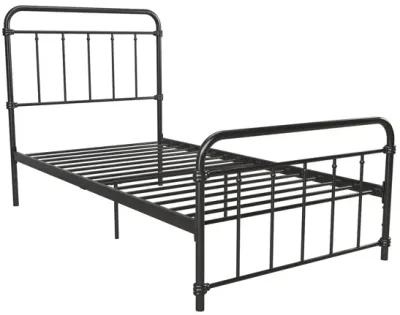 Wallace Spindle Metal Bed with Elegant Curves and Slats