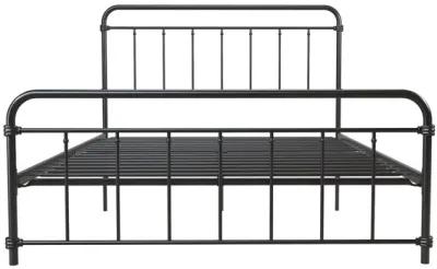 Wallace Spindle Metal Bed with Elegant Curves and Slats