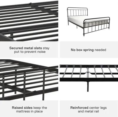 Wallace Spindle Metal Bed with Elegant Curves and Slats