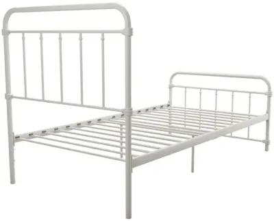 Wallace Spindle Metal Bed with Elegant Curves and Slats