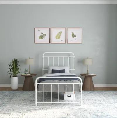 Wallace Spindle Metal Bed with Elegant Curves and Slats