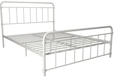 Wallace Spindle Metal Bed with Elegant Curves and Slats