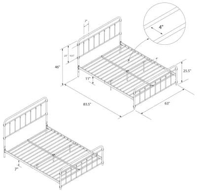 Wallace Spindle Metal Bed with Elegant Curves and Slats