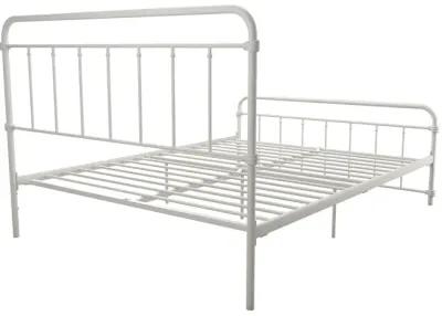 Wallace Spindle Metal Bed with Elegant Curves and Slats