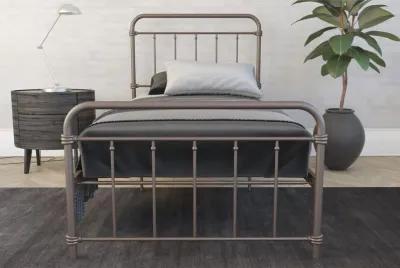 Wallace Spindle Metal Bed with Elegant Curves and Slats