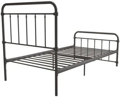 Wallace Spindle Metal Bed with Elegant Curves and Slats