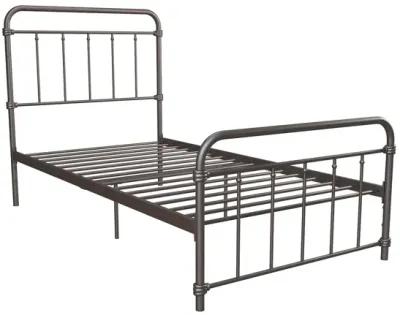 Wallace Spindle Metal Bed with Elegant Curves and Slats