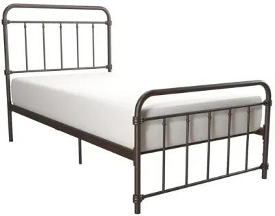 Wallace Spindle Metal Bed with Elegant Curves and Slats