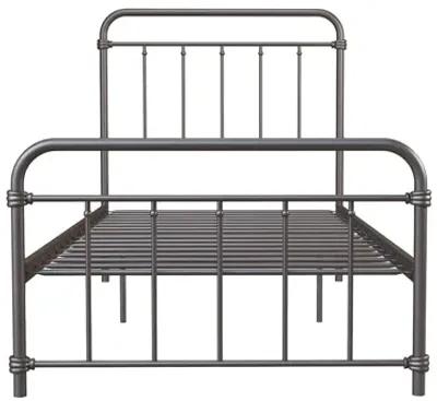 Wallace Spindle Metal Bed with Elegant Curves and Slats