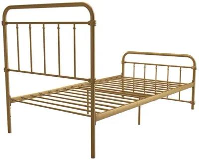 Wallace Spindle Metal Bed with Elegant Curves and Slats