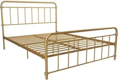 Wallace Spindle Metal Bed with Elegant Curves and Slats