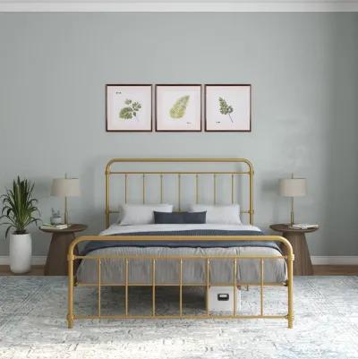 Wallace Spindle Metal Bed with Elegant Curves and Slats