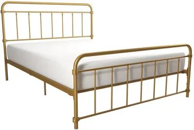 Wallace Spindle Metal Bed with Elegant Curves and Slats