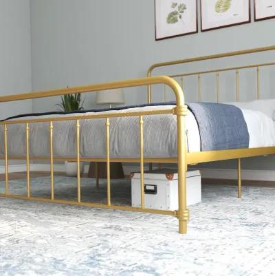 Wallace Spindle Metal Bed with Elegant Curves and Slats