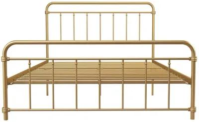 Wallace Spindle Metal Bed with Elegant Curves and Slats