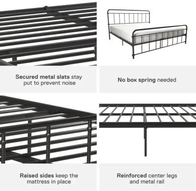 Wallace Spindle Metal Bed with Elegant Curves and Slats