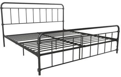 Wallace Spindle Metal Bed with Elegant Curves and Slats