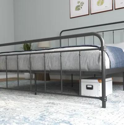 Wallace Spindle Metal Bed with Elegant Curves and Slats