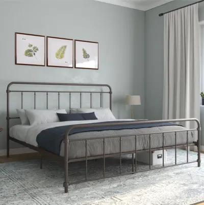 Wallace Spindle Metal Bed with Elegant Curves and Slats